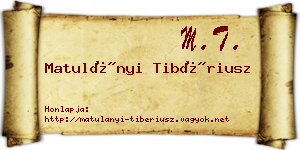 Matulányi Tibériusz névjegykártya